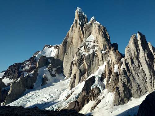 View of Cerro Torre from the base of Fitz Roy east face