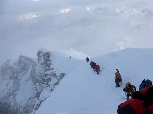 Ascending to the Summit of Manaslu, a Line of Oxygen
