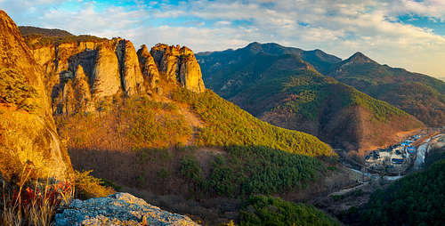 Mountain and Temple Scenery in Korea's Juwangsan National Park