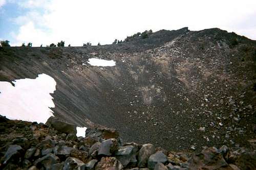 Crater and false summit of...
