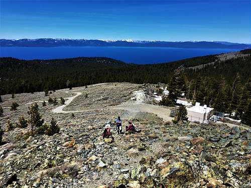 View down to Lake Tahoe from just below the summit