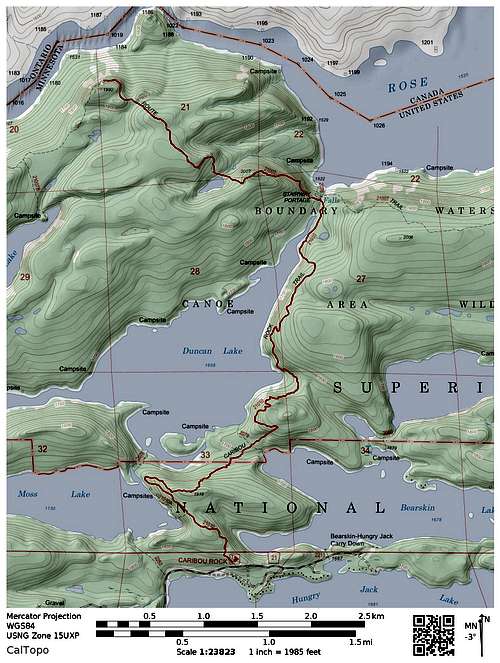 Caribou Rock Trail to Border Route and Rose Cliffs