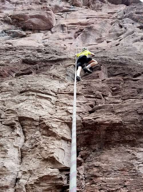 Kessler climbing at Rotary Park, Ouray