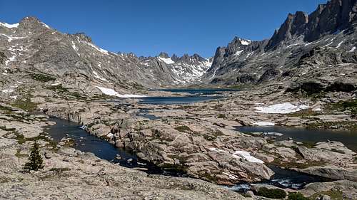 A view of the Titcomb Basin from its southwest edge