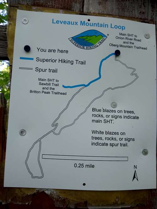 Map of Leveaux Loops from Superior Hiking Trail