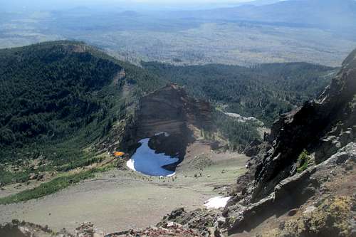 Steep sided remnant crater wall of the old volcano