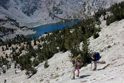 To Mono Pass and then The John Muir Trail.  Ruby Lake below
