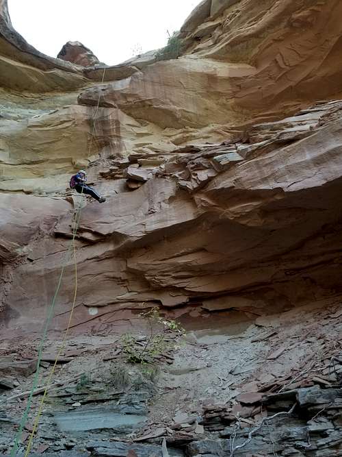 The last rappel in Ribbon Canyon.