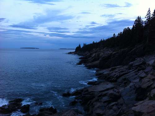 Acadia coastline at dusk