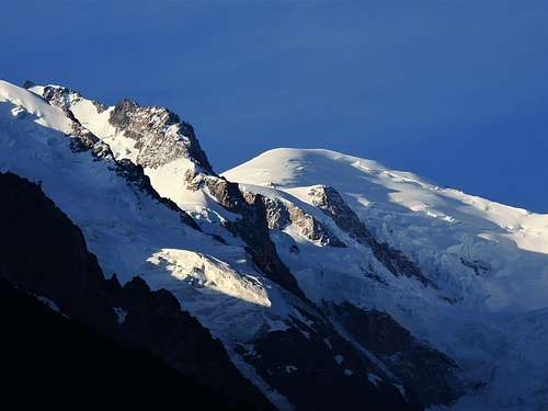 The white cap of Mont Blanc seen from the Aiguilles Rouges