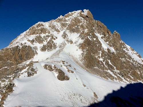 The Southwest Couloir of the Middle Teton in winter