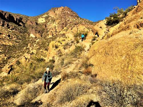 Descending the use trail with Dome Mountain in view