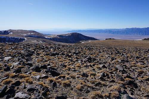 Toiyabe Range's south end as seen from the sprawling mountaintop of Nevada's Mt. Jefferson near the north summit; Late Nov. 2020
