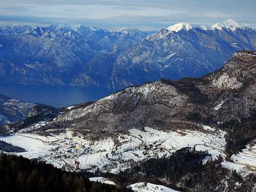 A winter image of the Val di Gresta and Garda Lake from Monte Biaena