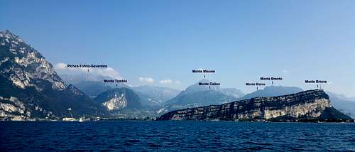 Prealpi Trentine annotated view from Garda Lake