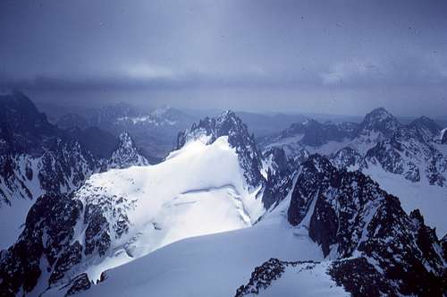 Looking S from Gannett Peak summit ridge Sept 1968
