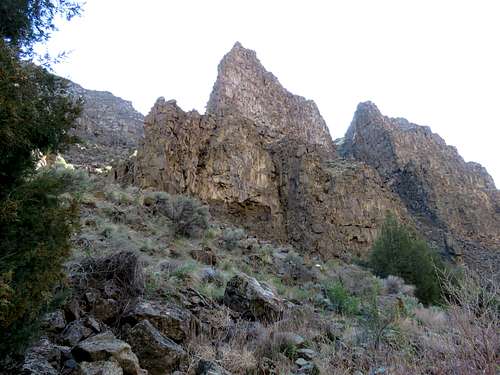 Looking up the walls of the canyon