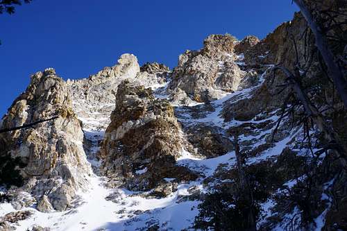 Rugged terrain on east side of Soldier Peak in the grand Rubies