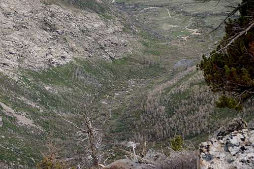 Overlooking Camp Lamoille while high up on east side of Lamoille Canyon right fork