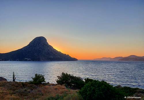 Isle of Telendos at sundown seen from Kalymnos