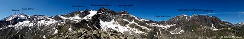 Annotated pano from Punta delle Rocce, Gran Paradiso National Park