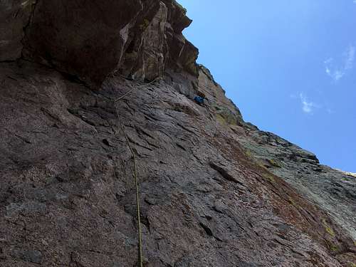 Dow leading at the crux on Pitch 2