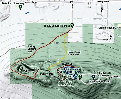 Rib Mountain's Most Scenic Trail Route Map