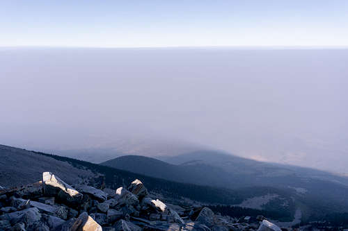 Haze below the northern side of Wheeler Peak in Nevada