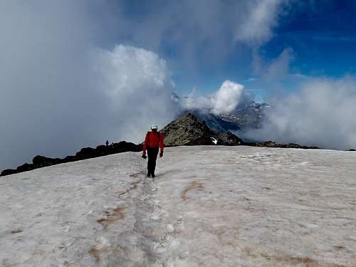 Punta Tre Chiosis, the snow field before the summit