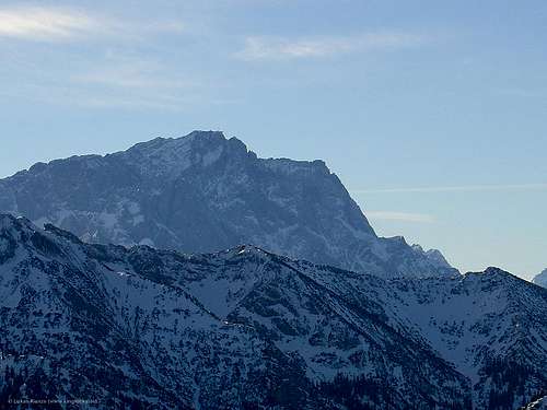 Zugspitze from summit of Ziegelspitz