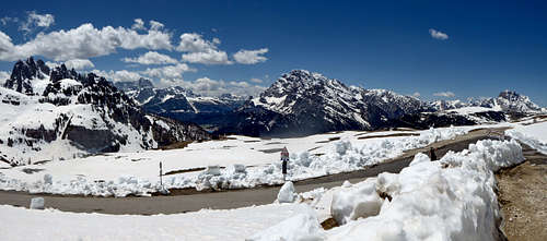 Wide view from the surrounding of Auronzo refuge at the foot of 3 Cime