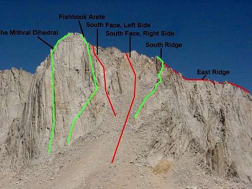 Routes on Mt. Russell's South...