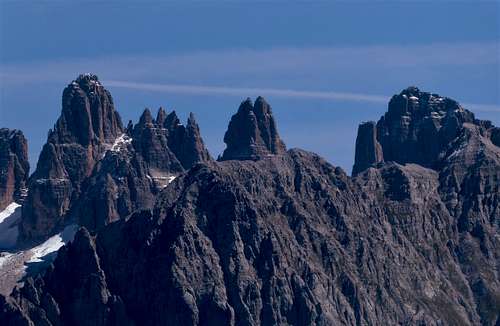 Close up to the central sector of Brenta Dolomites taken from Pedertich