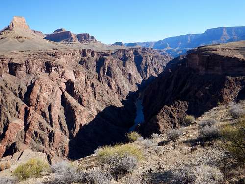 View of the Granite Gorge from near the rim of Grapevine Canyon