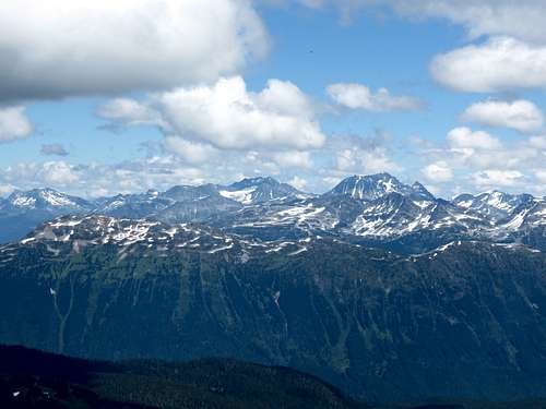 Whistler-Blackcomb olimpic ski area watched by Mt Wedge and Mt Weart