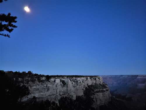 The Moon and Grand Canyon from Rim Trail
