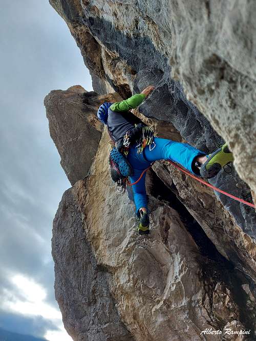 Rock climbing on Coste dell'Anglone, route Frog