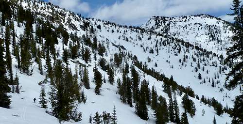 Skier heading south from War Creek Pass