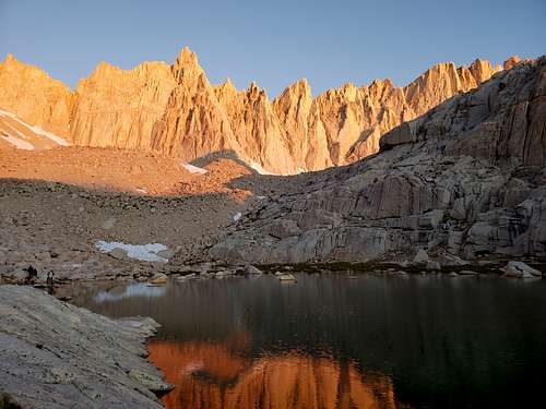 Sunrise at Trail Camp pond (~12000'). 6 miles done, 5 more to go.