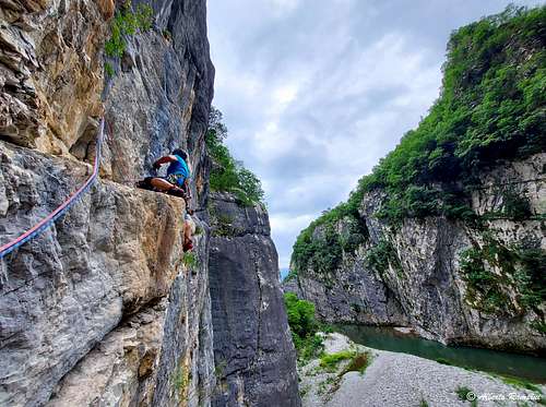 Climbing in the Limarò Canyon