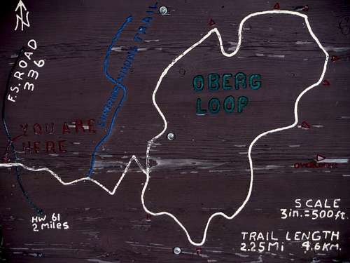 Map of Oberg Mountain Routa