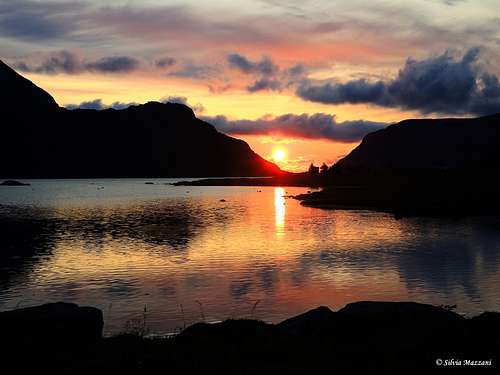 Midnight sun near Flakstad, Lofoten