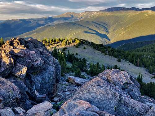 View southwest from the summit towards Mount Evans