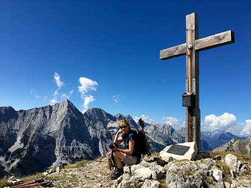 Summit, Predigtstuhl (2234m), Wetterstein mountains, Austria