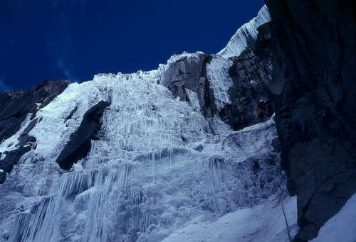 Diamond Couloir: sunset of a world famous ice-climbing