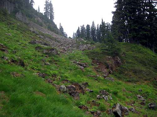 Start of Off-Trail Scramble Route for Barometer Mountain