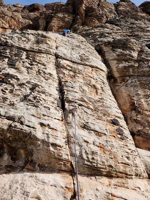 Kessler climbing the route right of Soft Scrub on Prophesy Wall.  I don't know the name of this climb.
