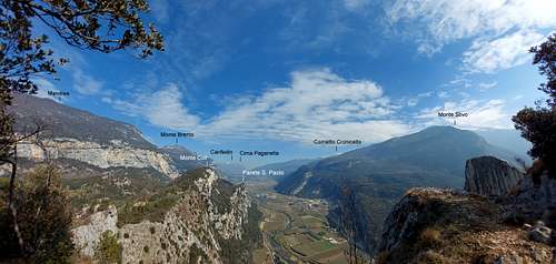 Sarca Valley annotated pano from Cima Colodri