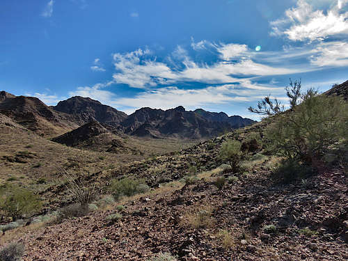 Valley on the other side of the saddle