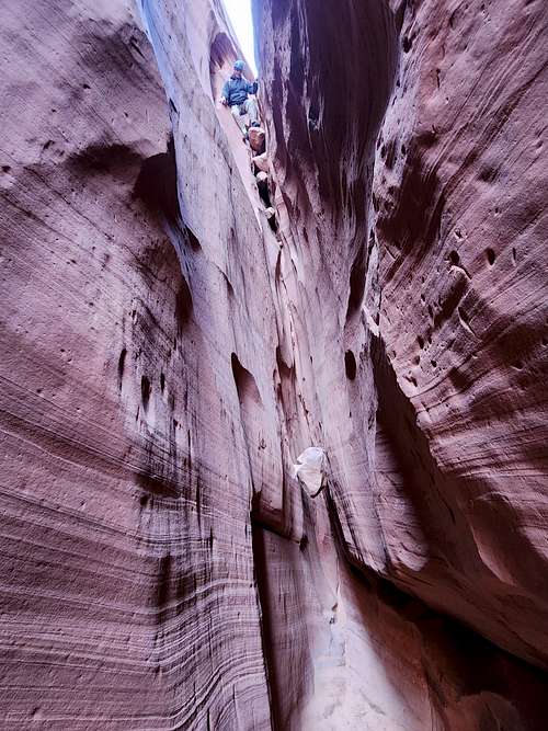 Downclimb in Slidenide Canyon